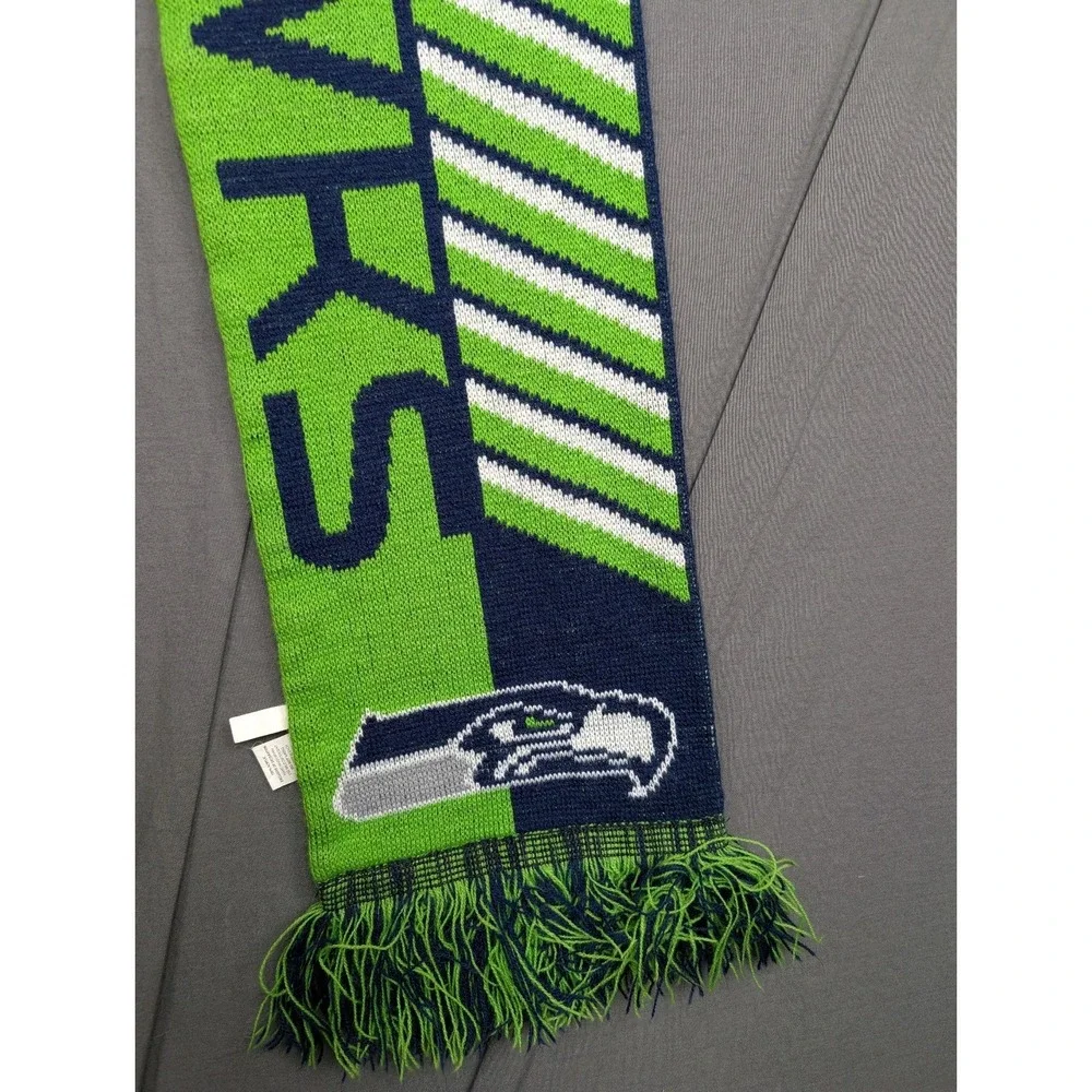 Forever Collectibles Seattle Seahawks Knit Scarf Blue Green Stripe Logo Football